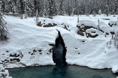 Banff Town ,Lake Louise, Moraine , Emerald & Johnston Canyon Tour - Yoho National Park photo stops: Emerald Lake’s shoreline and Natural Bridge’s limestone arch