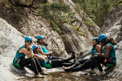Half Day Heart Creek Canyon - Near Banff & Canmore- For Beginners - Getting set up: safety briefing and the trail-head rappel workshop