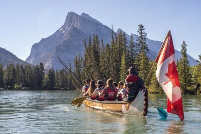 River Explorer | Big Canoe Tour in Banff National Park - The 90-minute flow: practice, upstream push, then easygoing drift